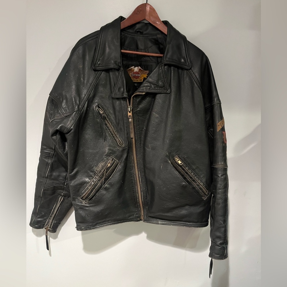 Harley-Davidson Black Leather Bomber Jacket